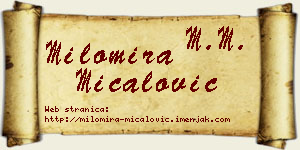 Milomira Mićalović vizit kartica